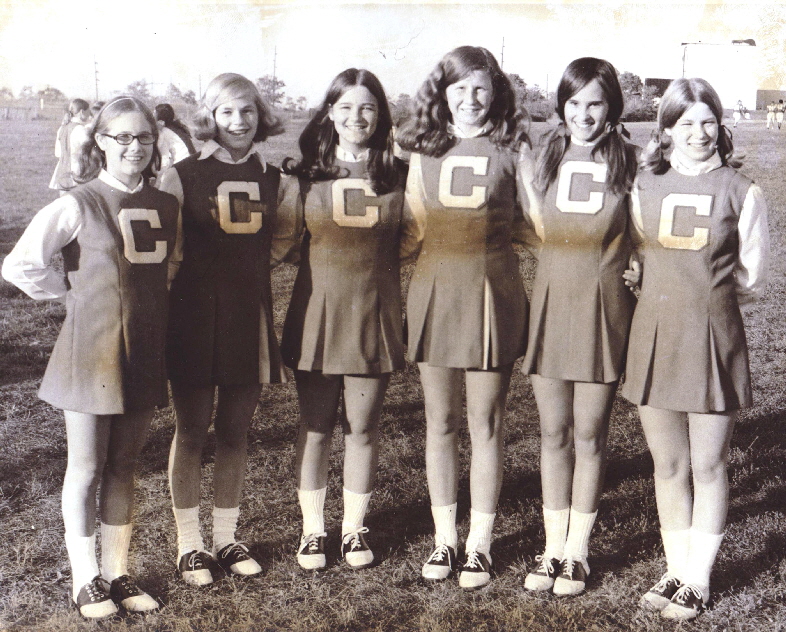 Cheerleaders  Debbie Beasley, Debbie Bolton, Mary Jean Thaxton, Susan Johnson, Vickie Burton and Lynn Worrell